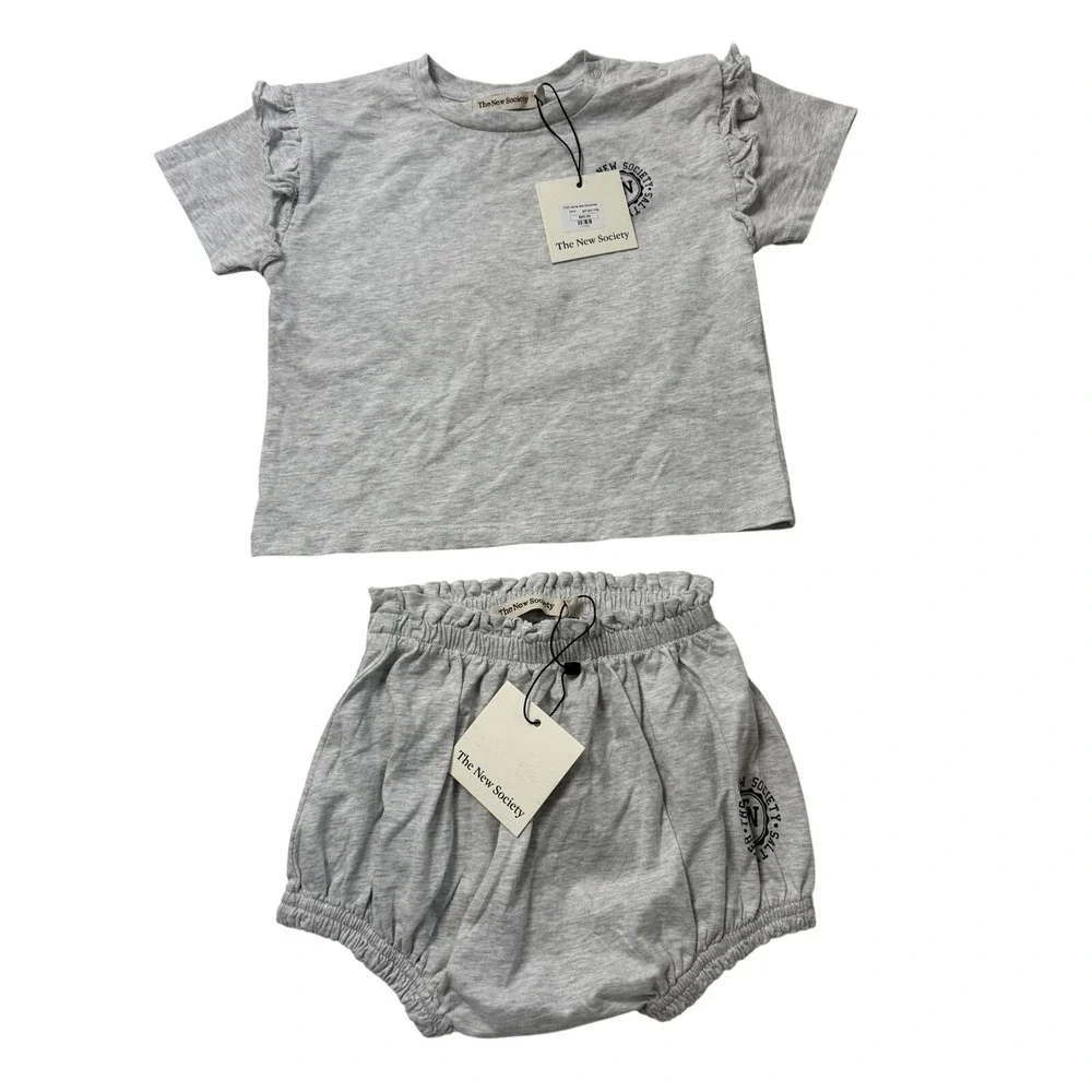 The New‎ Society Baby Gray Melange Reine Special Baby Tee Bloomer NWT Size 24M